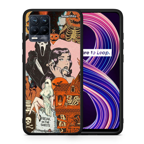 Θήκη Realme 8 / 8 Pro Halloween Collage από τη Smartfits με σχέδιο στο πίσω μέρος και μαύρο περίβλημα | Realme 8 / 8 Pro Halloween Collage case with colorful back and black bezels