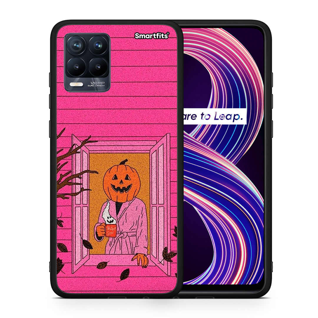 Θήκη Realme 8 / 8 Pro Halloween Pumpkin Lady από τη Smartfits με σχέδιο στο πίσω μέρος και μαύρο περίβλημα | Realme 8 / 8 Pro Halloween Pumpkin Lady case with colorful back and black bezels