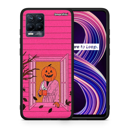 Θήκη Realme 8 / 8 Pro Halloween Pumpkin Lady από τη Smartfits με σχέδιο στο πίσω μέρος και μαύρο περίβλημα | Realme 8 / 8 Pro Halloween Pumpkin Lady case with colorful back and black bezels