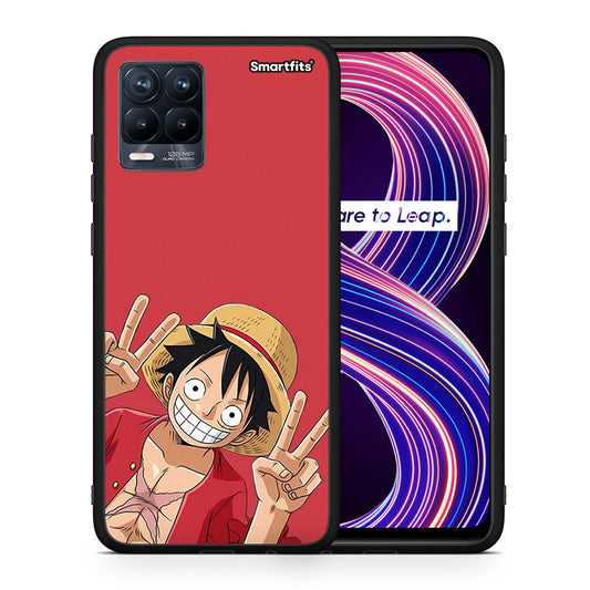 Θήκη Realme 8 / 8 Pro Pirate Luffy από τη Smartfits με σχέδιο στο πίσω μέρος και μαύρο περίβλημα | Realme 8 / 8 Pro Pirate Luffy case with colorful back and black bezels