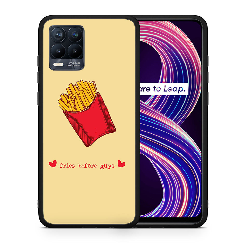 Θήκη Αγίου Βαλεντίνου Realme 8 / 8 Pro Fries Before Guys από τη Smartfits με σχέδιο στο πίσω μέρος και μαύρο περίβλημα | Realme 8 / 8 Pro Fries Before Guys case with colorful back and black bezels