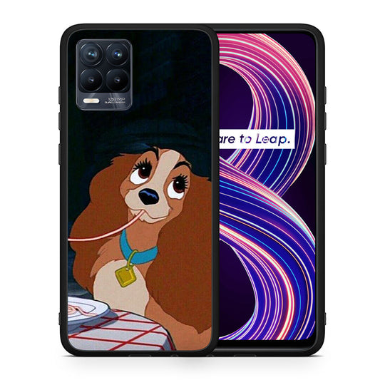 Θήκη Αγίου Βαλεντίνου Realme 8 / 8 Pro Lady And Tramp 2 από τη Smartfits με σχέδιο στο πίσω μέρος και μαύρο περίβλημα | Realme 8 / 8 Pro Lady And Tramp 2 case with colorful back and black bezels