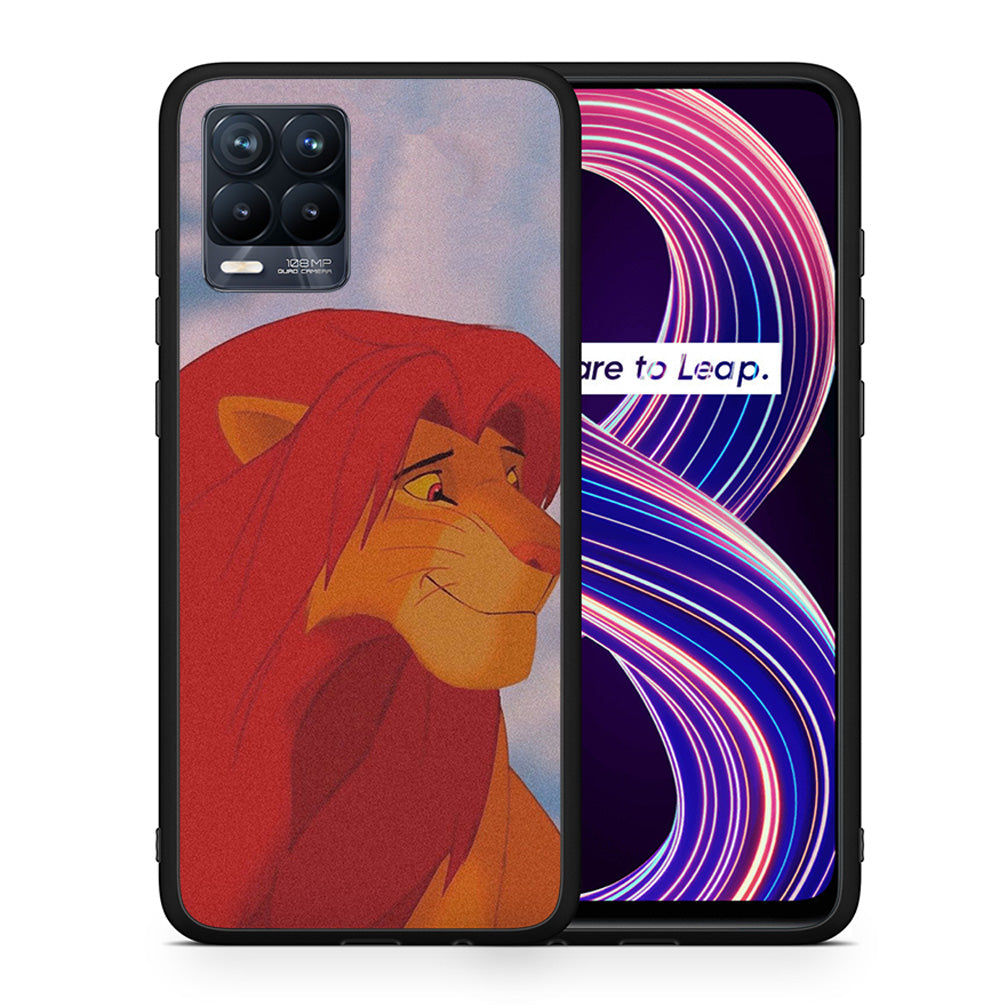Θήκη Αγίου Βαλεντίνου Realme 8 / 8 Pro Lion Love 1 από τη Smartfits με σχέδιο στο πίσω μέρος και μαύρο περίβλημα | Realme 8 / 8 Pro Lion Love 1 case with colorful back and black bezels