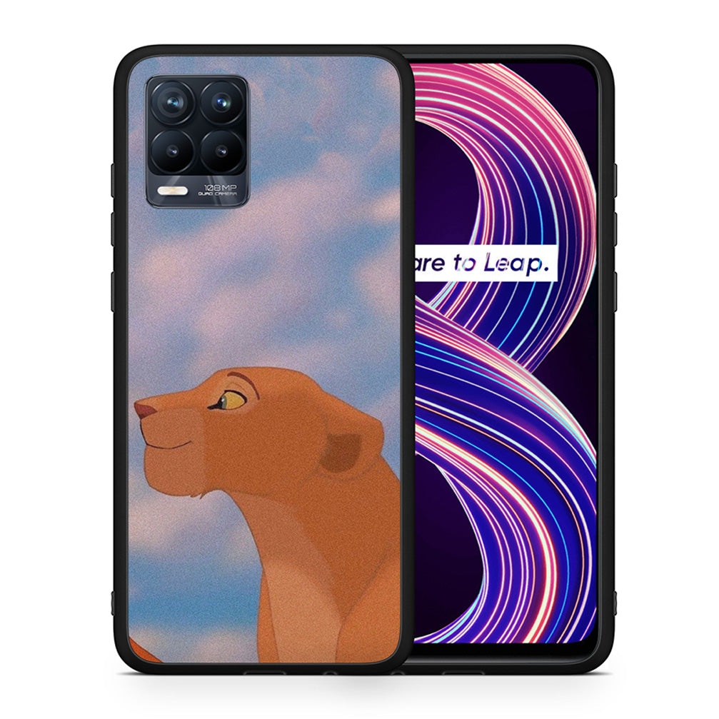Θήκη Αγίου Βαλεντίνου Realme 8 / 8 Pro Lion Love 2 από τη Smartfits με σχέδιο στο πίσω μέρος και μαύρο περίβλημα | Realme 8 / 8 Pro Lion Love 2 case with colorful back and black bezels