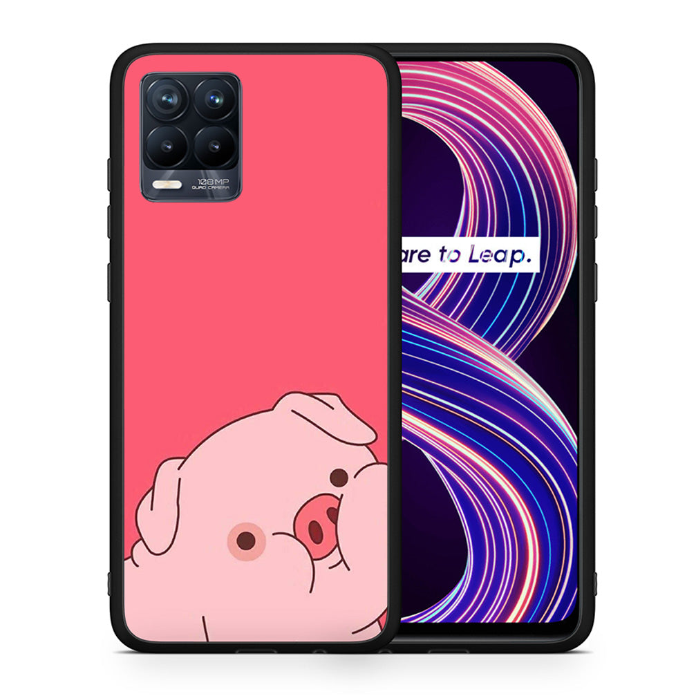 Θήκη Αγίου Βαλεντίνου Realme 8 / 8 Pro Pig Love 1 από τη Smartfits με σχέδιο στο πίσω μέρος και μαύρο περίβλημα | Realme 8 / 8 Pro Pig Love 1 case with colorful back and black bezels