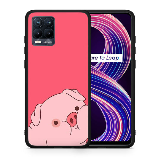 Θήκη Αγίου Βαλεντίνου Realme 8 / 8 Pro Pig Love 1 από τη Smartfits με σχέδιο στο πίσω μέρος και μαύρο περίβλημα | Realme 8 / 8 Pro Pig Love 1 case with colorful back and black bezels