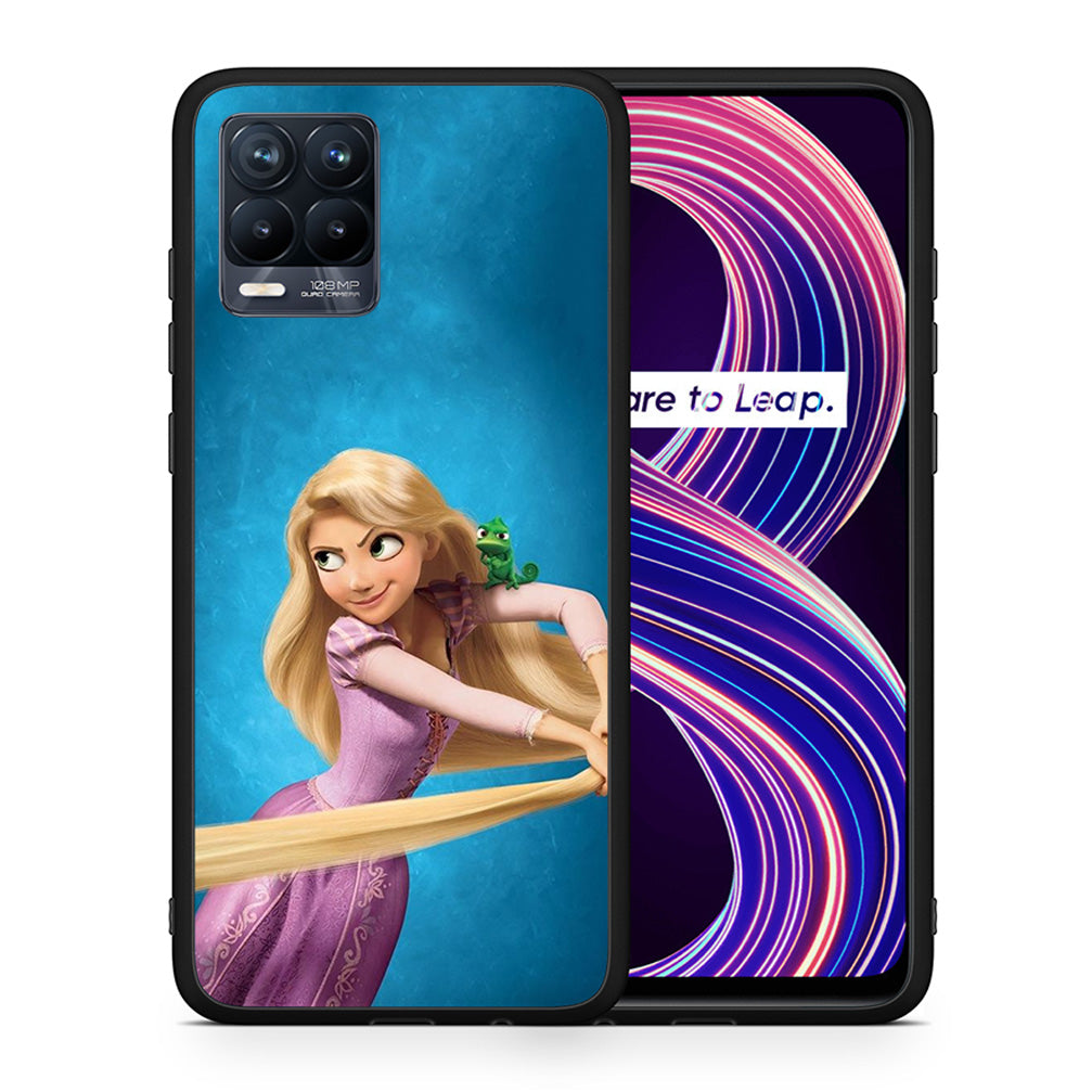 Θήκη Αγίου Βαλεντίνου Realme 8 / 8 Pro Tangled 2 από τη Smartfits με σχέδιο στο πίσω μέρος και μαύρο περίβλημα | Realme 8 / 8 Pro Tangled 2 case with colorful back and black bezels