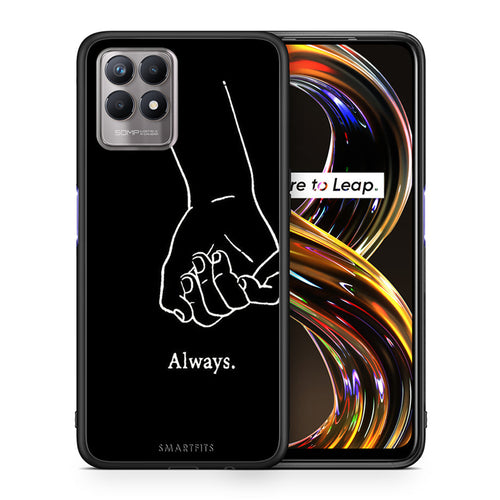 Θήκη Αγίου Βαλεντίνου Realme 8i Always & Forever 1 από τη Smartfits με σχέδιο στο πίσω μέρος και μαύρο περίβλημα | Realme 8i Always & Forever 1 case with colorful back and black bezels