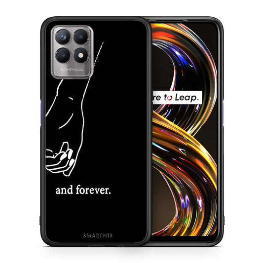 Θήκη Αγίου Βαλεντίνου Realme 8i Always & Forever 2 από τη Smartfits με σχέδιο στο πίσω μέρος και μαύρο περίβλημα | Realme 8i Always & Forever 2 case with colorful back and black bezels