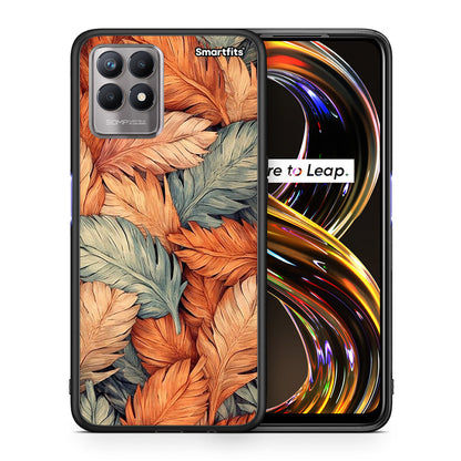 Θήκη Realme 8i Autumn Leaves από τη Smartfits με σχέδιο στο πίσω μέρος και μαύρο περίβλημα | Realme 8i Autumn Leaves case with colorful back and black bezels