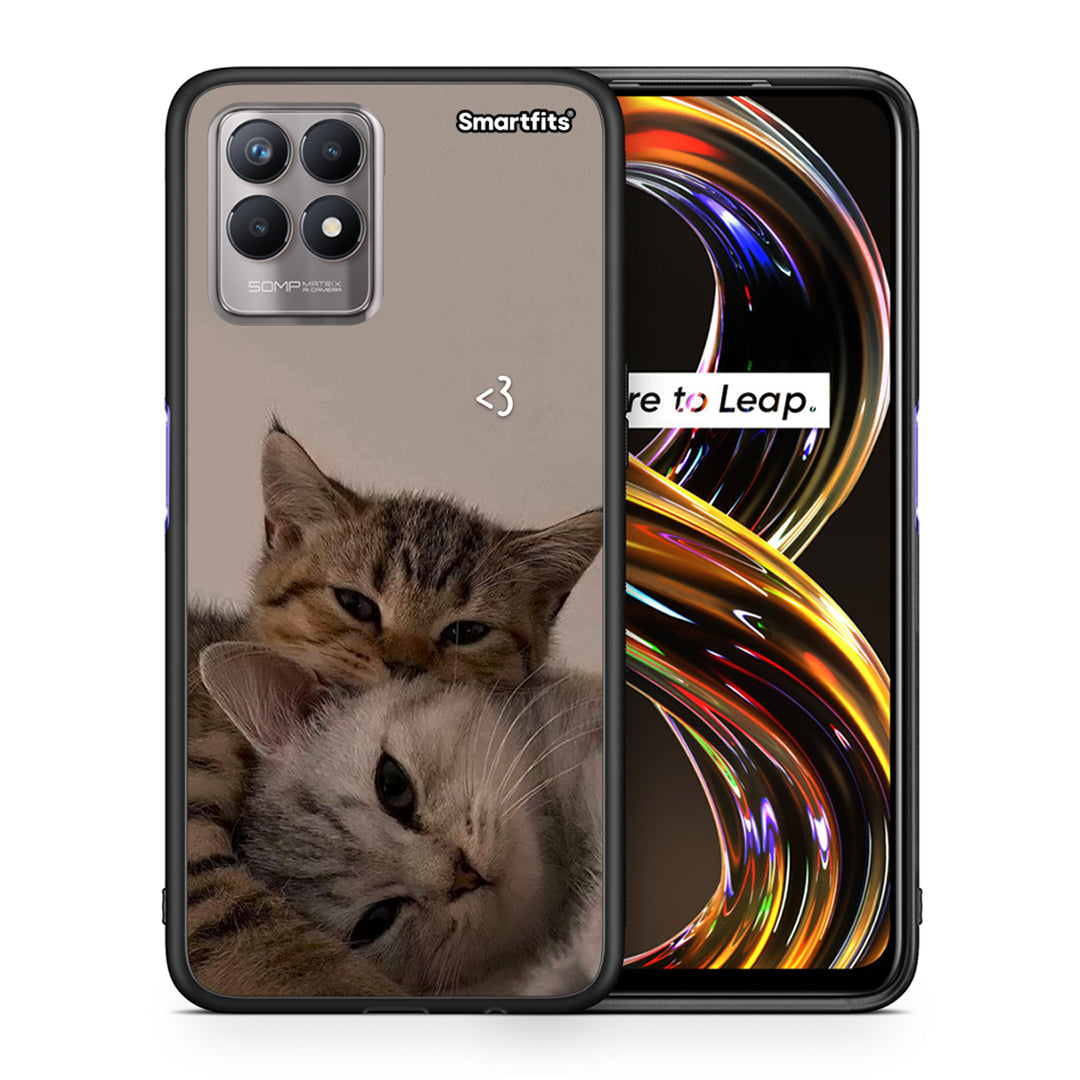 Θήκη Realme 8i Cats In Love από τη Smartfits με σχέδιο στο πίσω μέρος και μαύρο περίβλημα | Realme 8i Cats In Love case with colorful back and black bezels