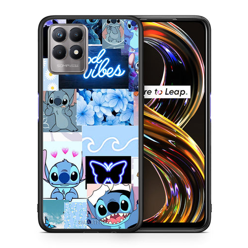 Θήκη Αγίου Βαλεντίνου Realme 8i Collage Good Vibes από τη Smartfits με σχέδιο στο πίσω μέρος και μαύρο περίβλημα | Realme 8i Collage Good Vibes case with colorful back and black bezels