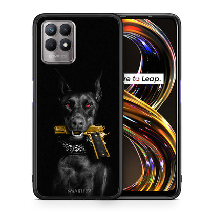 Θήκη Αγίου Βαλεντίνου Realme 8i Golden Gun από τη Smartfits με σχέδιο στο πίσω μέρος και μαύρο περίβλημα | Realme 8i Golden Gun case with colorful back and black bezels