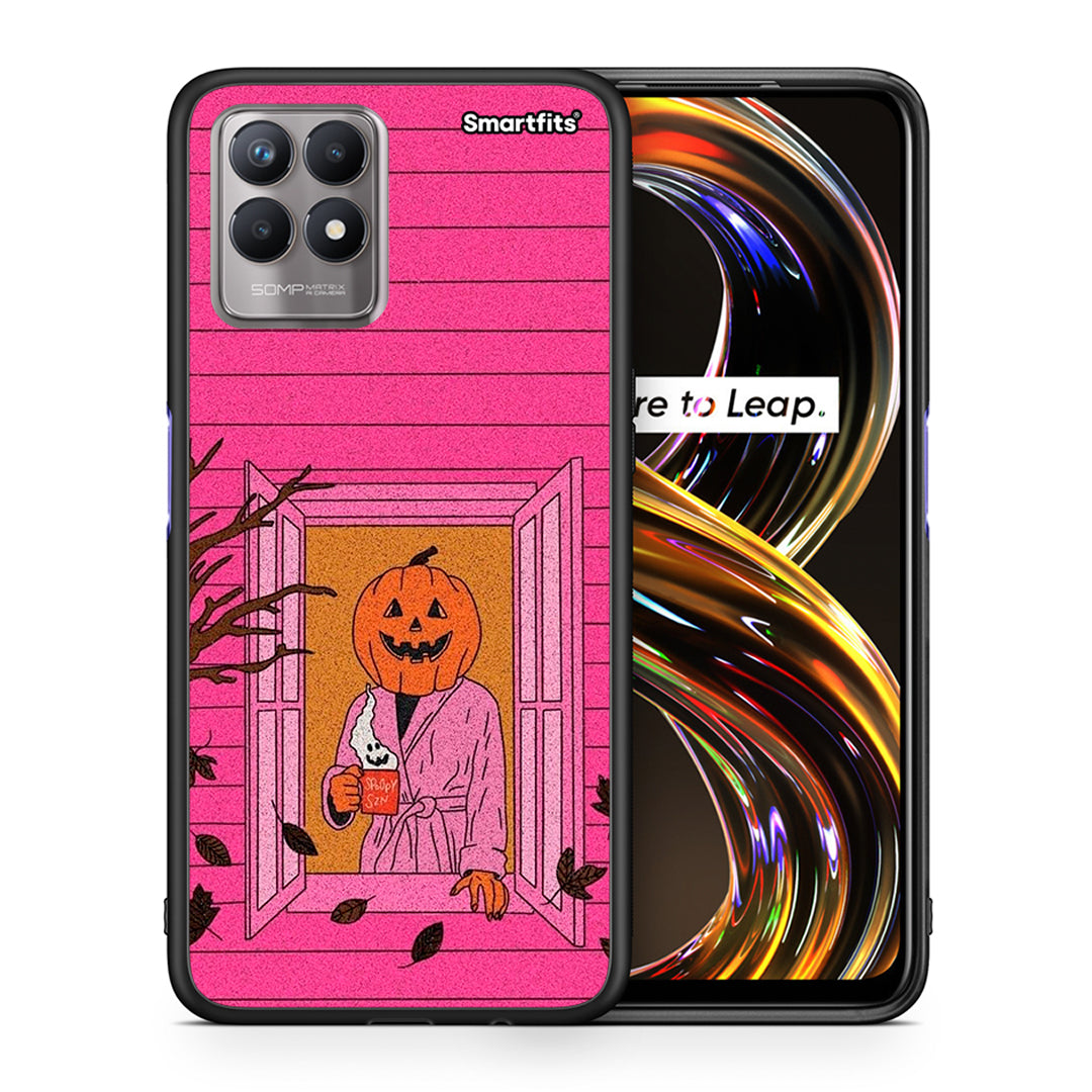 Θήκη Realme 8i Halloween Pumpkin Lady από τη Smartfits με σχέδιο στο πίσω μέρος και μαύρο περίβλημα | Realme 8i Halloween Pumpkin Lady case with colorful back and black bezels