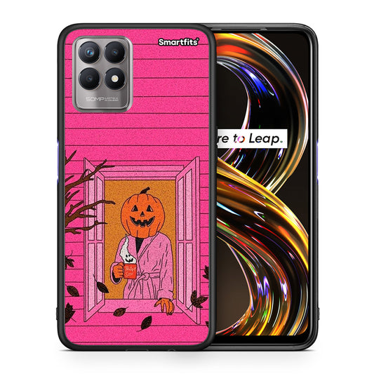 Θήκη Realme 8i Halloween Pumpkin Lady από τη Smartfits με σχέδιο στο πίσω μέρος και μαύρο περίβλημα | Realme 8i Halloween Pumpkin Lady case with colorful back and black bezels
