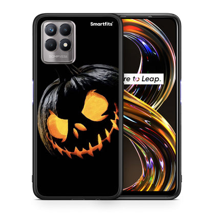 Θήκη Realme 8i Halloween Scary Pumpkin από τη Smartfits με σχέδιο στο πίσω μέρος και μαύρο περίβλημα | Realme 8i Halloween Scary Pumpkin case with colorful back and black bezels