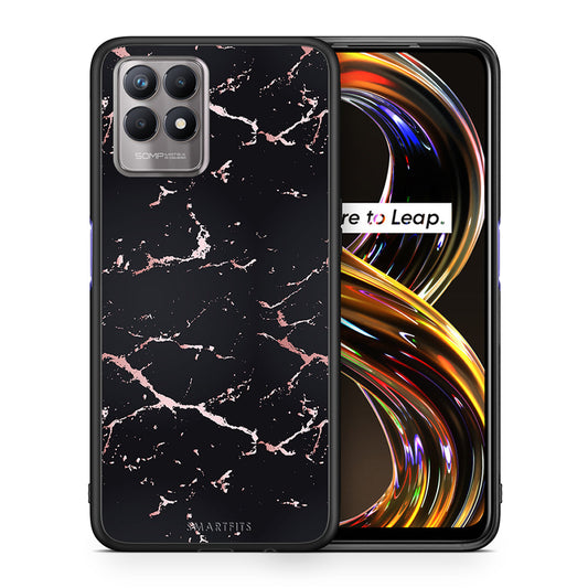 Marble Black Rosegold - Realme 8i θήκη