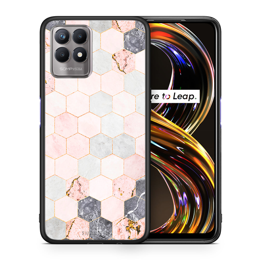 Marble Hexagon Pink - Realme 8i θήκη