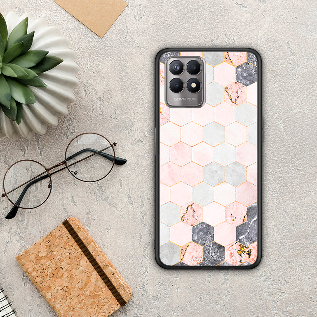 Marble Hexagon Pink - Realme 8i θήκη