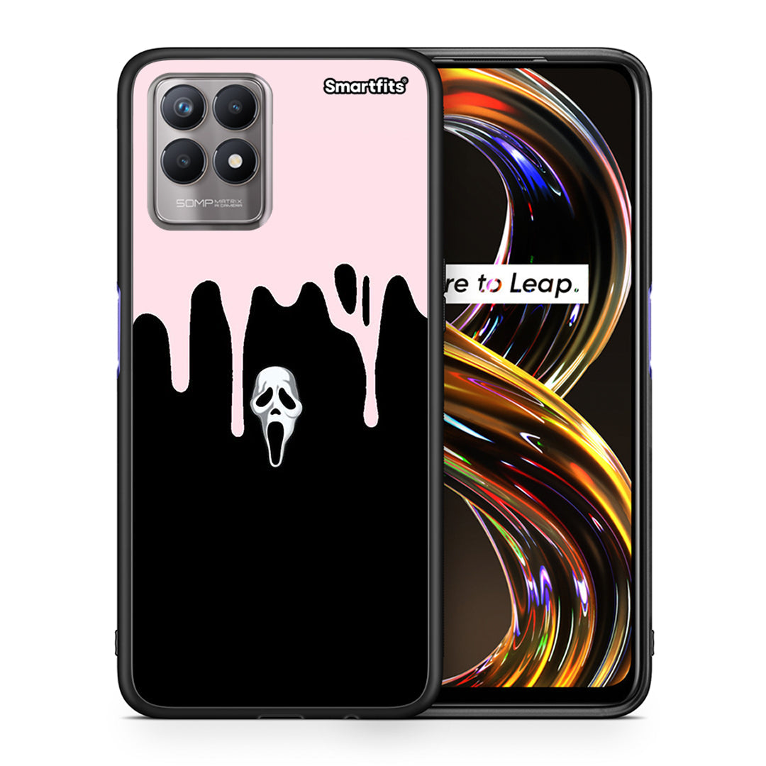 Θήκη Realme 8i Melting Halloween Mask από τη Smartfits με σχέδιο στο πίσω μέρος και μαύρο περίβλημα | Realme 8i Melting Halloween Mask case with colorful back and black bezels