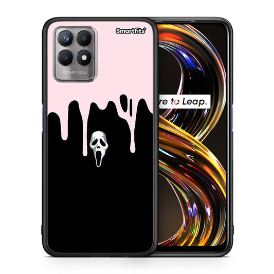 Θήκη Realme 8i Melting Halloween Mask από τη Smartfits με σχέδιο στο πίσω μέρος και μαύρο περίβλημα | Realme 8i Melting Halloween Mask case with colorful back and black bezels