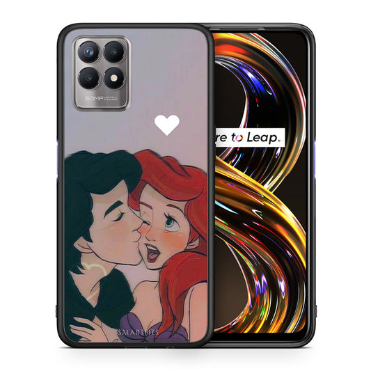 Θήκη Αγίου Βαλεντίνου Realme 8i Mermaid Love από τη Smartfits με σχέδιο στο πίσω μέρος και μαύρο περίβλημα | Realme 8i Mermaid Love case with colorful back and black bezels