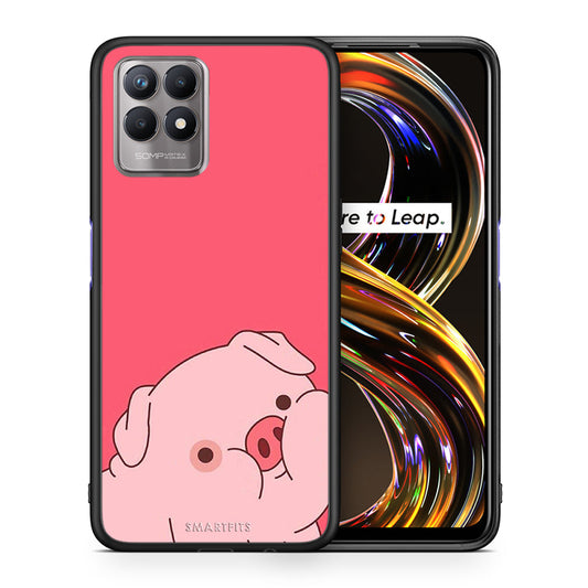 Θήκη Αγίου Βαλεντίνου Realme 8i Pig Love 1 από τη Smartfits με σχέδιο στο πίσω μέρος και μαύρο περίβλημα | Realme 8i Pig Love 1 case with colorful back and black bezels