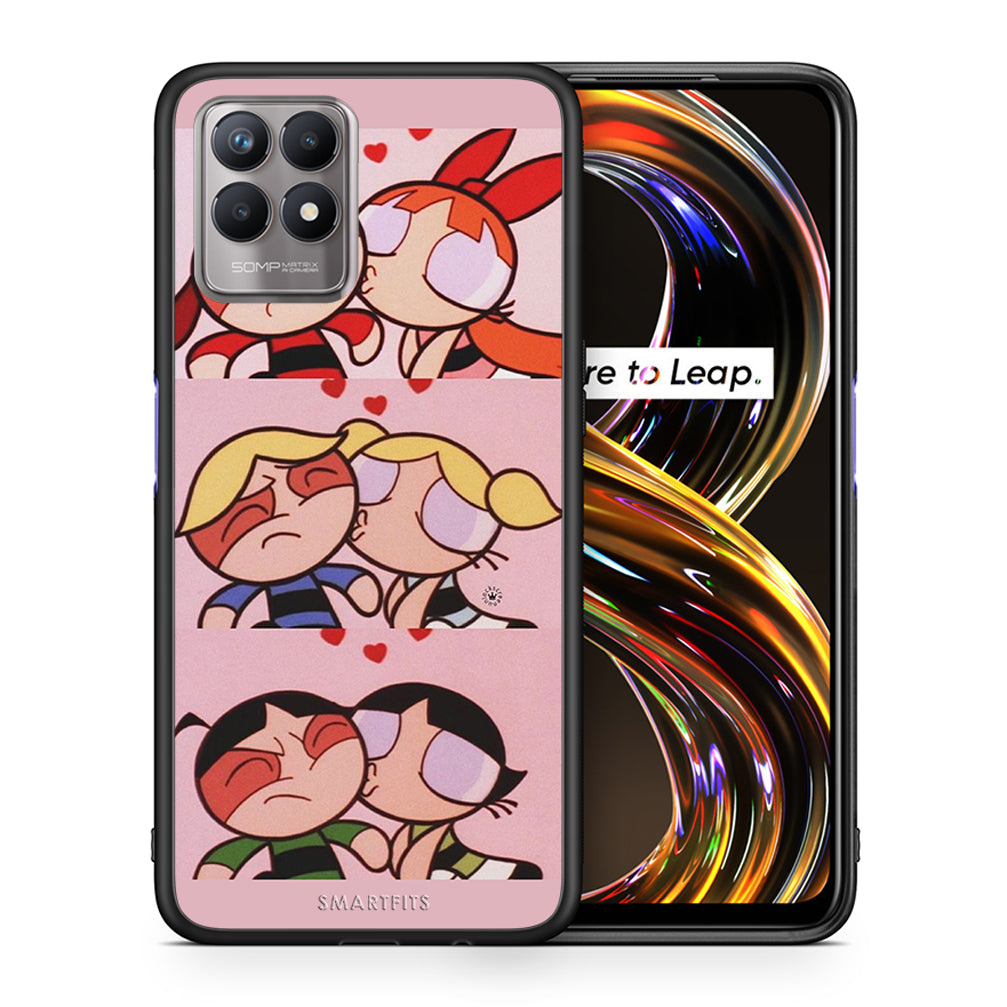 Θήκη Αγίου Βαλεντίνου Realme 8i Puff Love από τη Smartfits με σχέδιο στο πίσω μέρος και μαύρο περίβλημα | Realme 8i Puff Love case with colorful back and black bezels