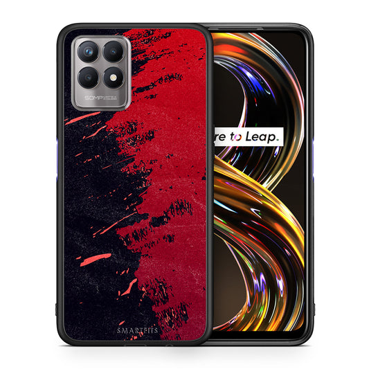 Θήκη Αγίου Βαλεντίνου Realme 8i Red Paint από τη Smartfits με σχέδιο στο πίσω μέρος και μαύρο περίβλημα | Realme 8i Red Paint case with colorful back and black bezels