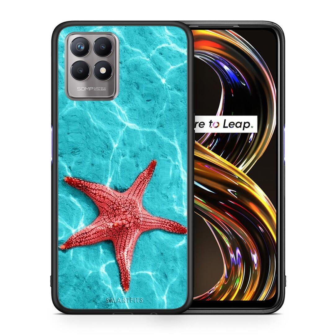 Θήκη Realme 8i Red Starfish από τη Smartfits με σχέδιο στο πίσω μέρος και μαύρο περίβλημα | Realme 8i Red Starfish case with colorful back and black bezels