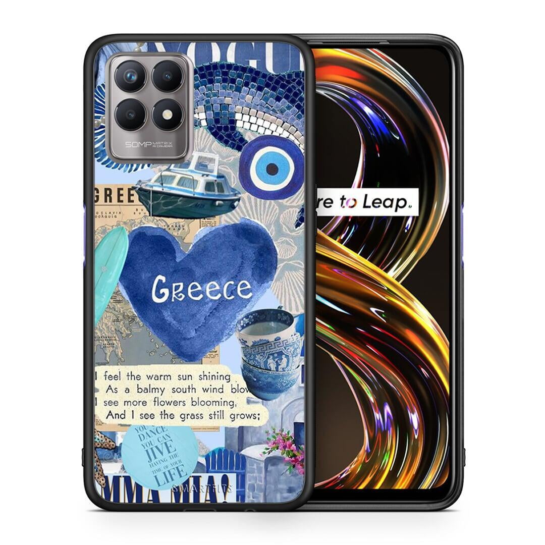 Θήκη Realme 8i Summer In Greece από τη Smartfits με σχέδιο στο πίσω μέρος και μαύρο περίβλημα | Realme 8i Summer In Greece case with colorful back and black bezels