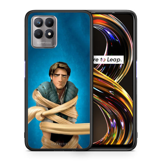 Θήκη Αγίου Βαλεντίνου Realme 8i Tangled 1 από τη Smartfits με σχέδιο στο πίσω μέρος και μαύρο περίβλημα | Realme 8i Tangled 1 case with colorful back and black bezels