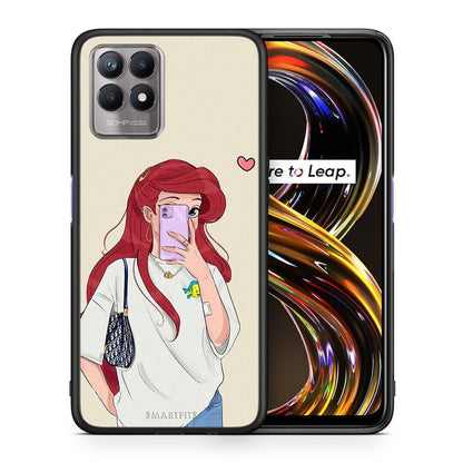 Θήκη Realme 8i Walking Mermaid από τη Smartfits με σχέδιο στο πίσω μέρος και μαύρο περίβλημα | Realme 8i Walking Mermaid case with colorful back and black bezels