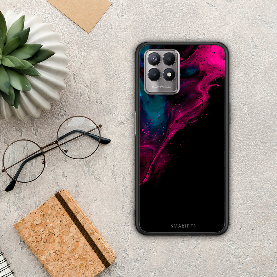 Watercolor Pink Black - Realme 8i θήκη