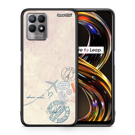 Θήκη Realme 8i Where Next από τη Smartfits με σχέδιο στο πίσω μέρος και μαύρο περίβλημα | Realme 8i Where Next case with colorful back and black bezels