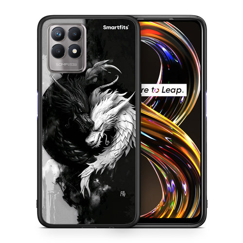 Θήκη Realme 8i Yin Yang από τη Smartfits με σχέδιο στο πίσω μέρος και μαύρο περίβλημα | Realme 8i Yin Yang case with colorful back and black bezels