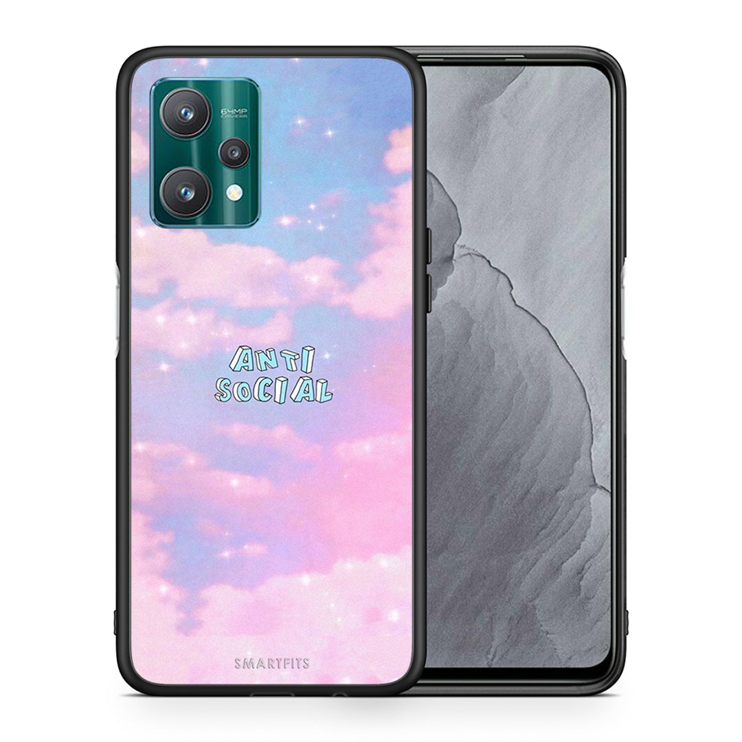 Θήκη Αγίου Βαλεντίνου Realme 9 Pro Anti Social από τη Smartfits με σχέδιο στο πίσω μέρος και μαύρο περίβλημα | Realme 9 Pro Anti Social case with colorful back and black bezels