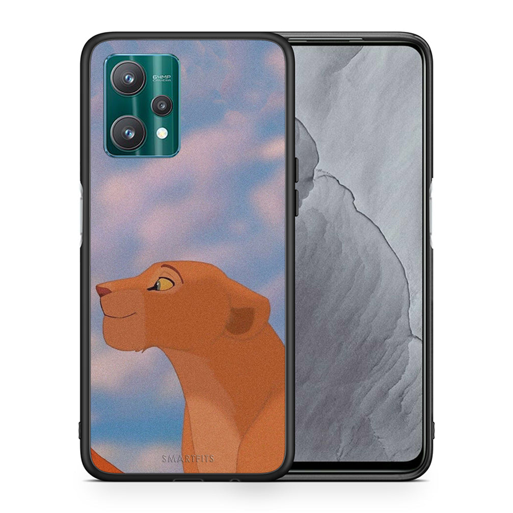 Θήκη Αγίου Βαλεντίνου Realme 9 Pro Lion Love 2 από τη Smartfits με σχέδιο στο πίσω μέρος και μαύρο περίβλημα | Realme 9 Pro Lion Love 2 case with colorful back and black bezels