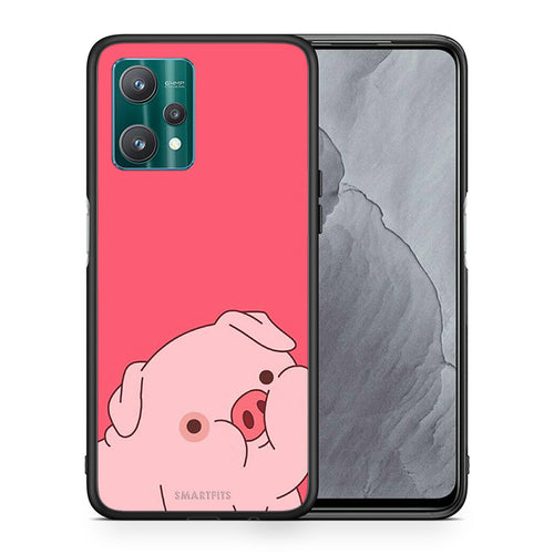 Θήκη Αγίου Βαλεντίνου Realme 9 Pro Pig Love 1 από τη Smartfits με σχέδιο στο πίσω μέρος και μαύρο περίβλημα | Realme 9 Pro Pig Love 1 case with colorful back and black bezels
