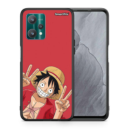 Θήκη Realme 9 Pro Pirate Luffy από τη Smartfits με σχέδιο στο πίσω μέρος και μαύρο περίβλημα | Realme 9 Pro Pirate Luffy case with colorful back and black bezels