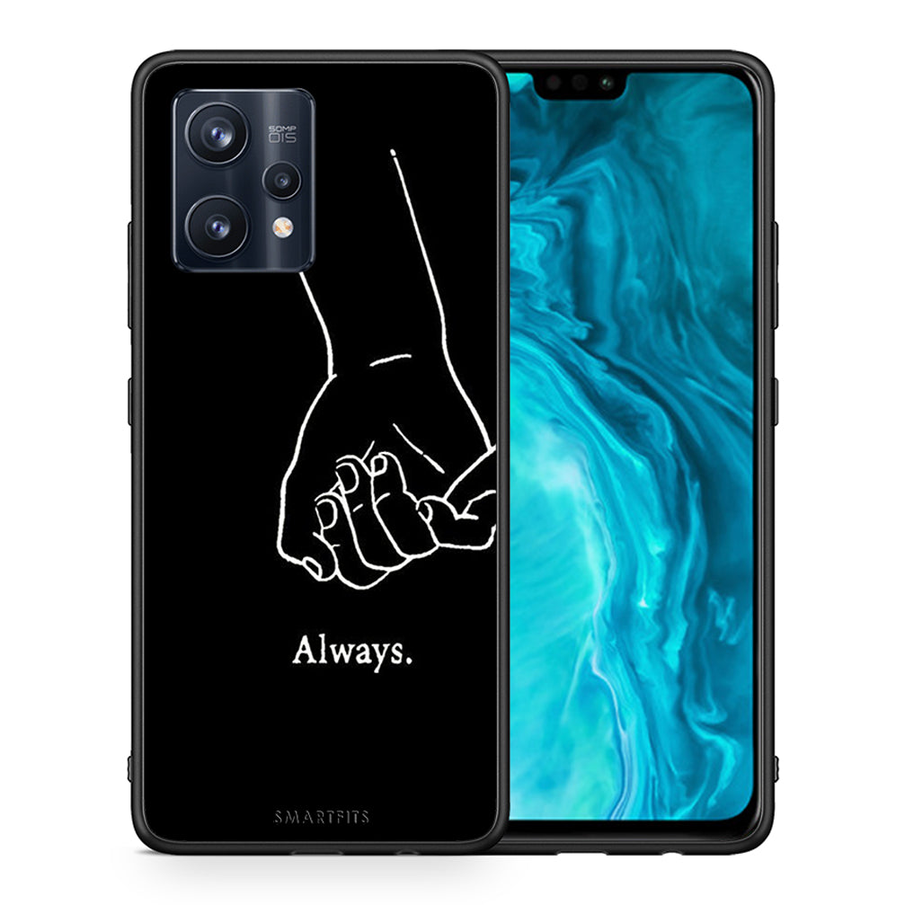 Θήκη Αγίου Βαλεντίνου Realme 9 Pro Always & Forever 1 από τη Smartfits με σχέδιο στο πίσω μέρος και μαύρο περίβλημα | Realme 9 Pro Always & Forever 1 case with colorful back and black bezels
