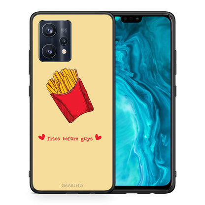 Θήκη Αγίου Βαλεντίνου Realme 9 Pro Fries Before Guys από τη Smartfits με σχέδιο στο πίσω μέρος και μαύρο περίβλημα | Realme 9 Pro Fries Before Guys case with colorful back and black bezels