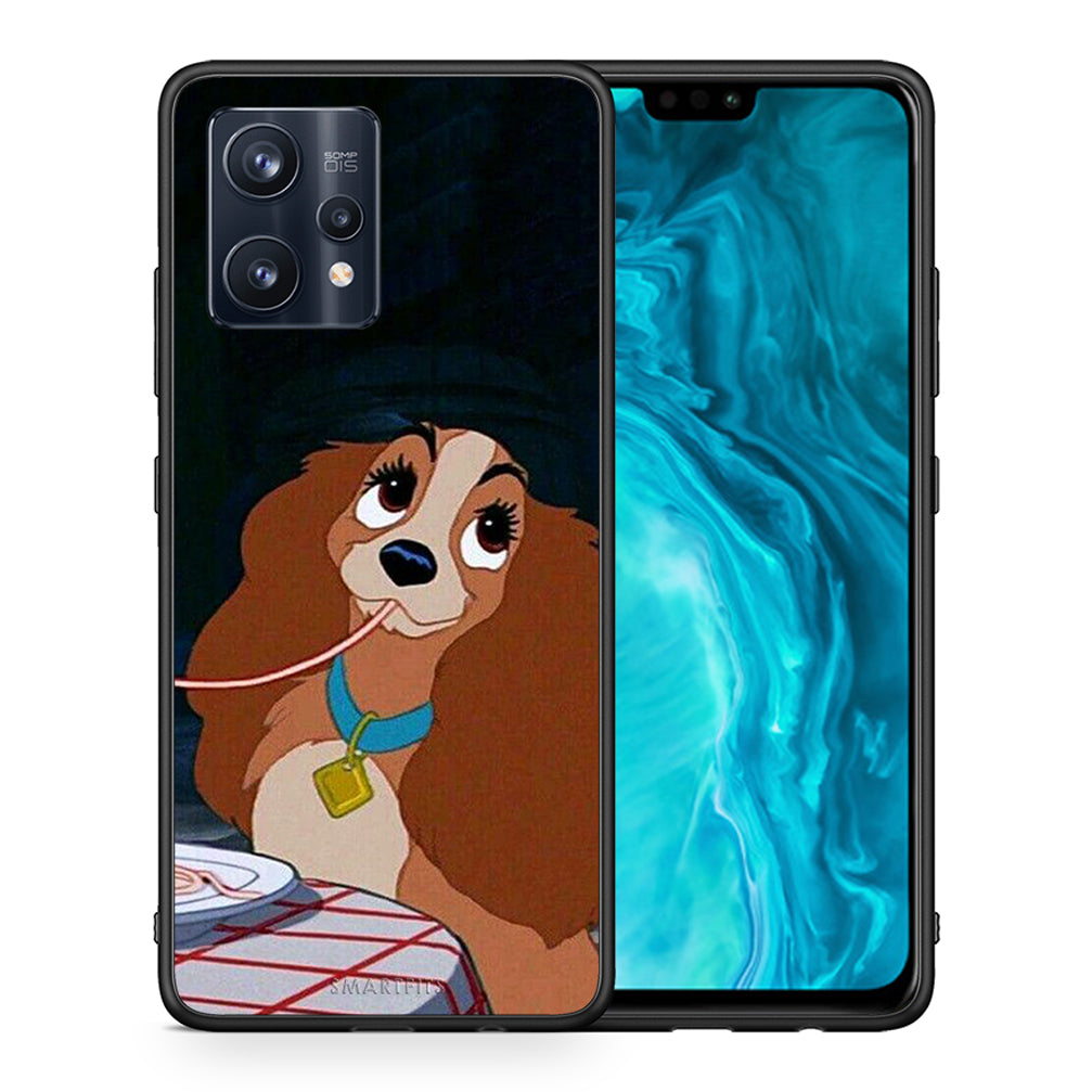 Θήκη Αγίου Βαλεντίνου Realme 9 Pro Lady And Tramp 2 από τη Smartfits με σχέδιο στο πίσω μέρος και μαύρο περίβλημα | Realme 9 Pro Lady And Tramp 2 case with colorful back and black bezels