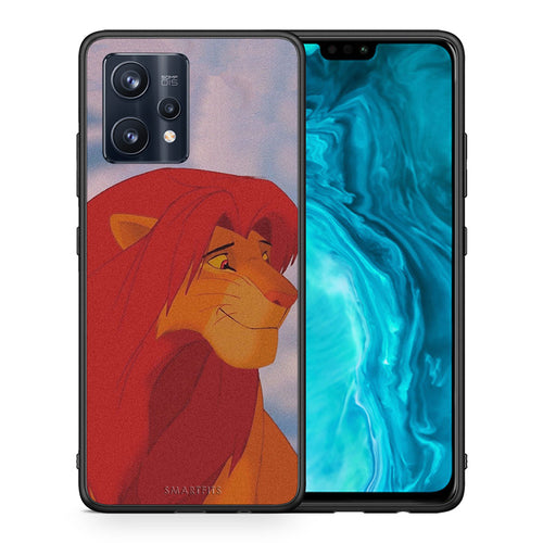 Θήκη Αγίου Βαλεντίνου Realme 9 Pro Lion Love 1 από τη Smartfits με σχέδιο στο πίσω μέρος και μαύρο περίβλημα | Realme 9 Pro Lion Love 1 case with colorful back and black bezels