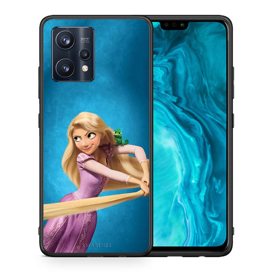 Θήκη Αγίου Βαλεντίνου Realme 9 Pro Tangled 2 από τη Smartfits με σχέδιο στο πίσω μέρος και μαύρο περίβλημα | Realme 9 Pro Tangled 2 case with colorful back and black bezels