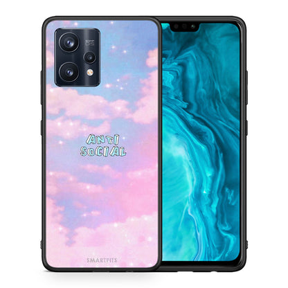 Θήκη Αγίου Βαλεντίνου Realme 9 Pro Anti Social από τη Smartfits με σχέδιο στο πίσω μέρος και μαύρο περίβλημα | Realme 9 Pro Anti Social case with colorful back and black bezels