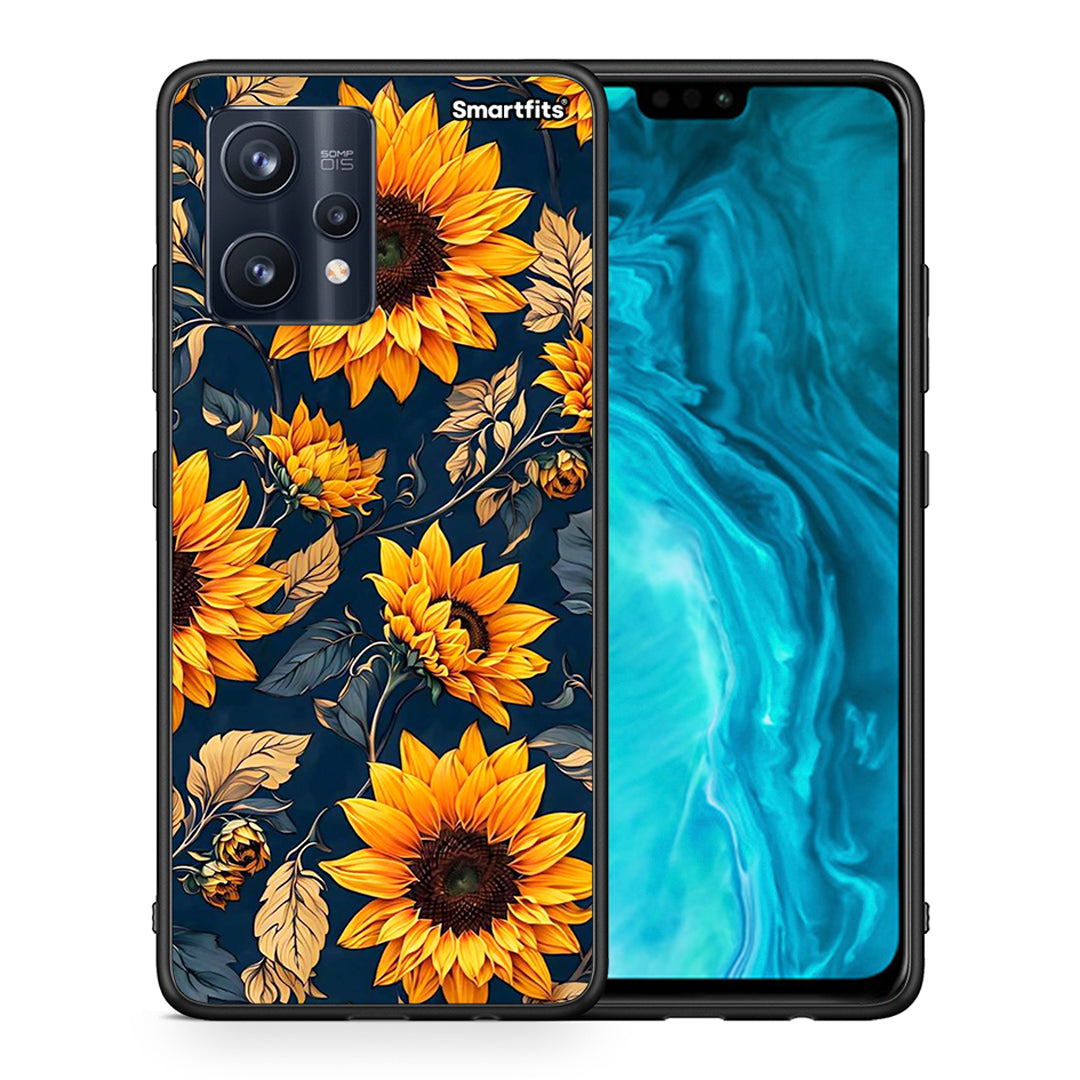 Θήκη Realme 9 Pro Autumn Sunflowers από τη Smartfits με σχέδιο στο πίσω μέρος και μαύρο περίβλημα | Realme 9 Pro Autumn Sunflowers case with colorful back and black bezels