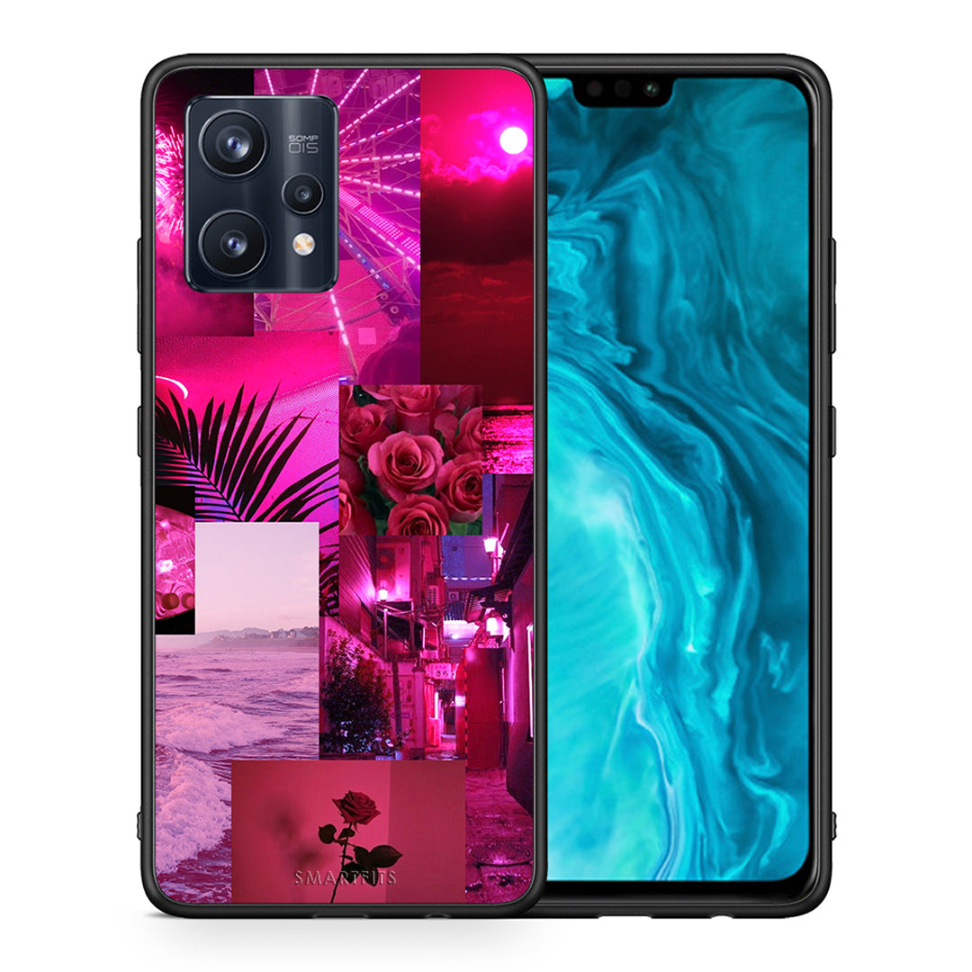 Θήκη Αγίου Βαλεντίνου Realme 9 Pro Collage Red Roses από τη Smartfits με σχέδιο στο πίσω μέρος και μαύρο περίβλημα | Realme 9 Pro Collage Red Roses case with colorful back and black bezels