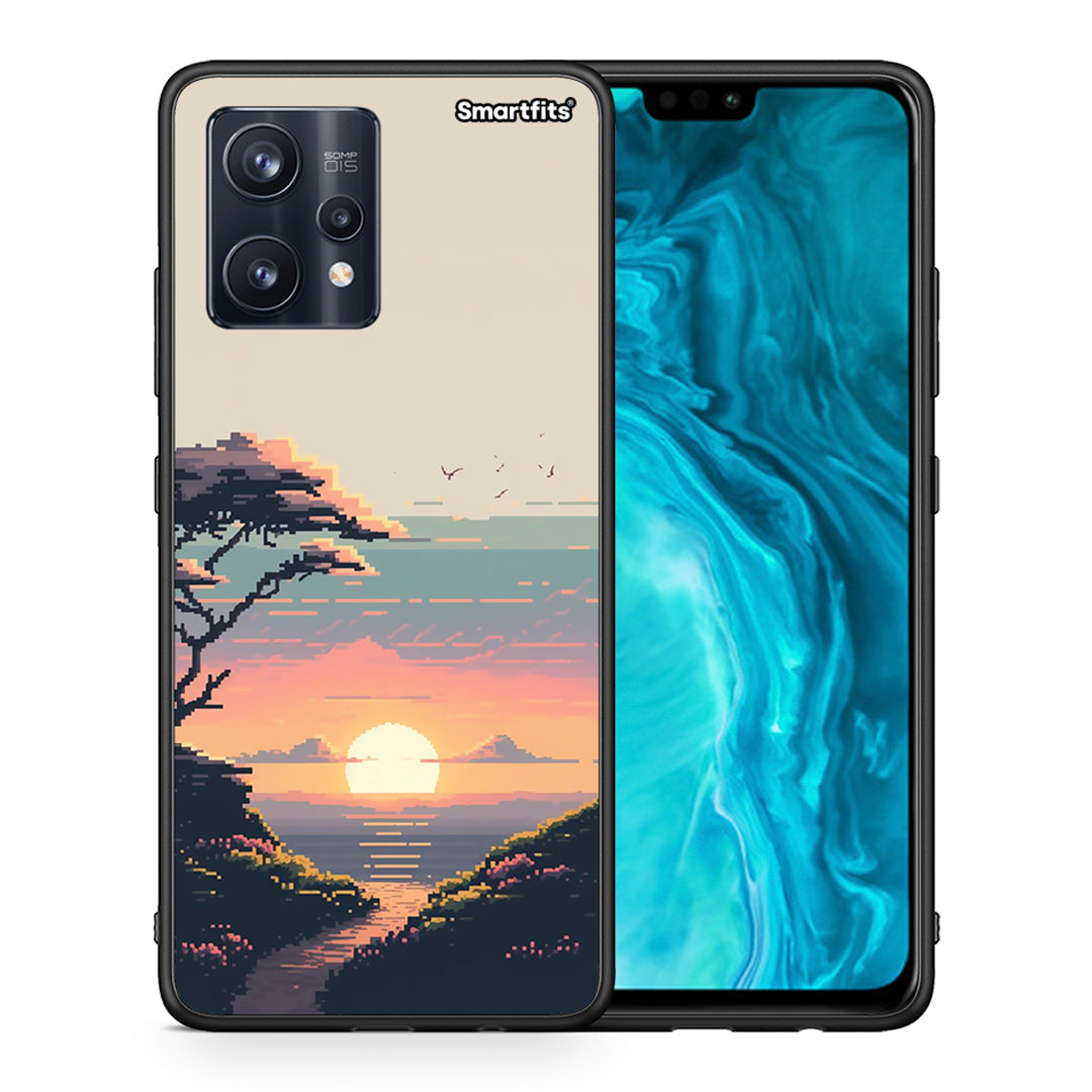 Θήκη Realme 9 Pro Pixel Sunset από τη Smartfits με σχέδιο στο πίσω μέρος και μαύρο περίβλημα | Realme 9 Pro Pixel Sunset case with colorful back and black bezels