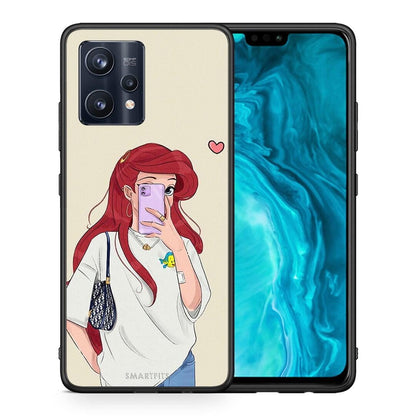 Θήκη Realme 9 Pro Walking Mermaid από τη Smartfits με σχέδιο στο πίσω μέρος και μαύρο περίβλημα | Realme 9 Pro Walking Mermaid case with colorful back and black bezels